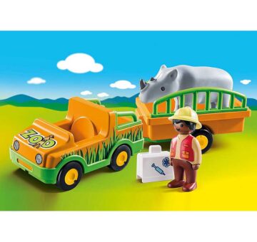 Playmobil 123 Zoo Vehicle With Rhinoceros 70182 – Storvyn Kids are Playmobil specialists in Perth, Western Australia - www.storvynkids.com.au