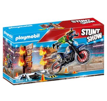 Playmobil Stunt Show Motocross With Fiery Wall 70553