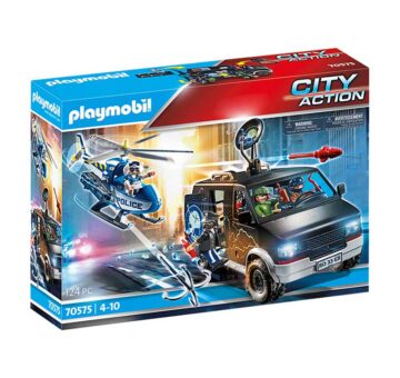 Playmobil Helicopter Pursuit With Runaway Van 70575