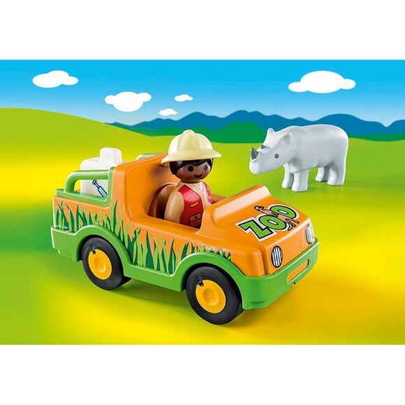 Playmobil 123 Zoo Vehicle With Rhinoceros 70182 – Storvyn Kids are Playmobil specialists in Perth, Western Australia - www.storvynkids.com.au